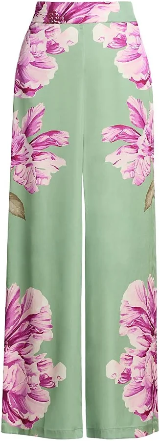 wide leg pants Misa Los Angeles Women's Izzie High-Rise Wide-Leg Floral Satin Pants Saks Fifth Avenue $325