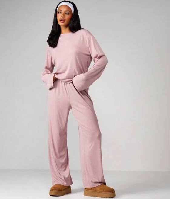 two piece set Missguided Soft Ribbed Knit Loungewear Set missguided $29.95