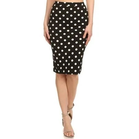 skirt Moa Collection Women's Polka Dot Elastic Waistband Stretch Pencil Midi Skirt Walmart - MOA Collection $14.95