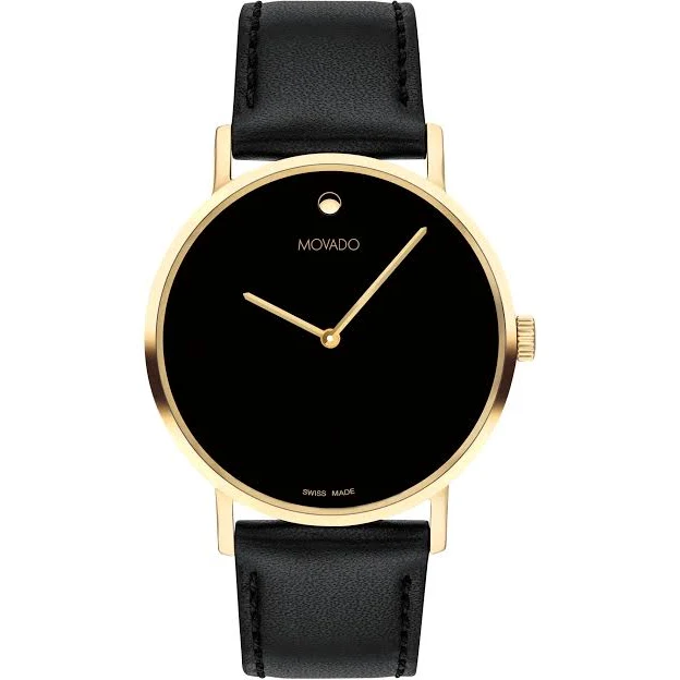 accessory Movado Signature Yellow Gold Watch with Leather Band Movado Company Store $370.3