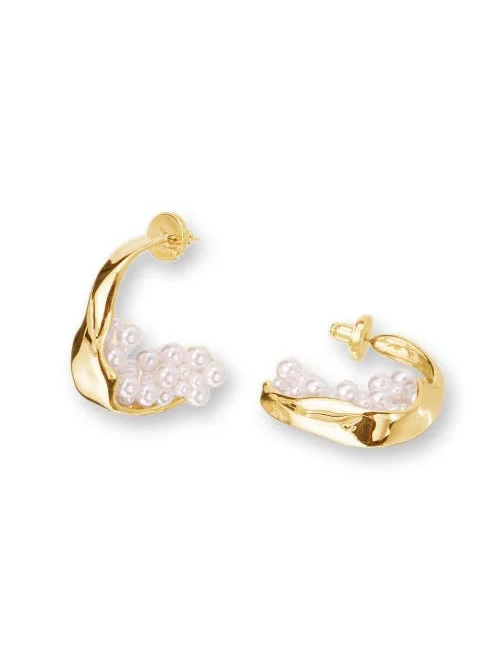 accessory Naomi Shell Pearl Cluster Molten Hoop Statement Earrings Nordstrom $75