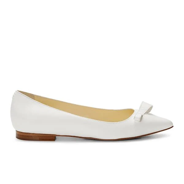 shoes Natalie | White Flats For Women | Stylish Pointed Closed Toe Leather Shoes | Sarah Flint Italian Handcrafted Designer Flats Sarah Flint $375