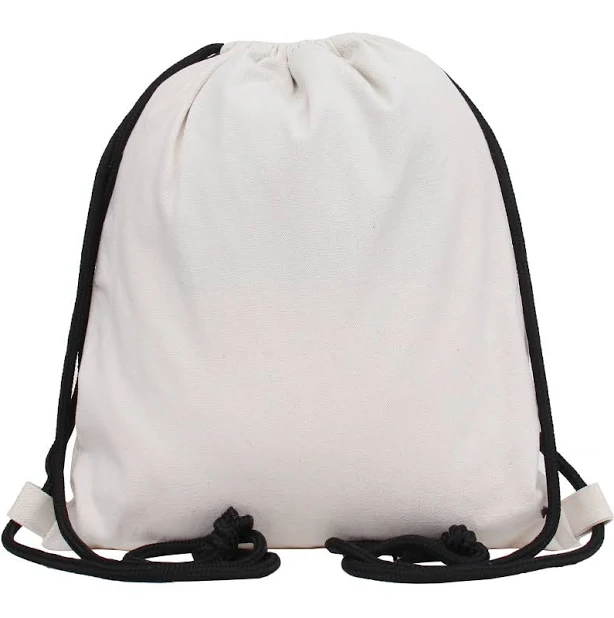 bag Natural Canvas 100% Cotton Drawstring Backpacks - 15.75" x 13.75" Etsy - ThreadArt1 $12.99