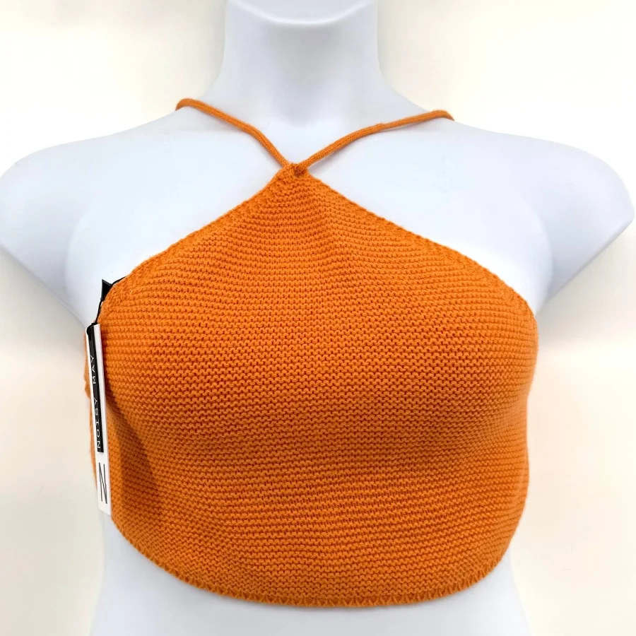 crop top Noisy May Orange Knit Halterneck Crop Top Xs Tangerine eBay - steph.ty56 $16.8