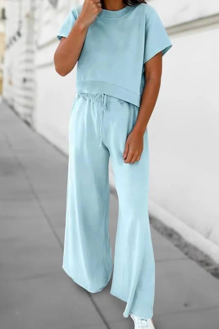 matching set Oh So Soft Tee & Wide Leg Pants Set F.I.S.H. Boutique $53