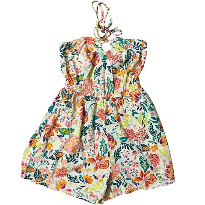 romper Old Navy Pants & Jumpsuits | Old Navy Multicolor Floral Halter Shorts Romper Sz Xs | Color: Pink/White | Size: Xs | Plushvibes's Closet Poshmark $22