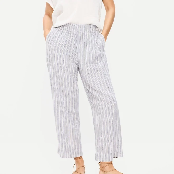 trousers Old Navy Women's High-Waisted Linen-Blend Straight Ankle Pants Old Navy $32