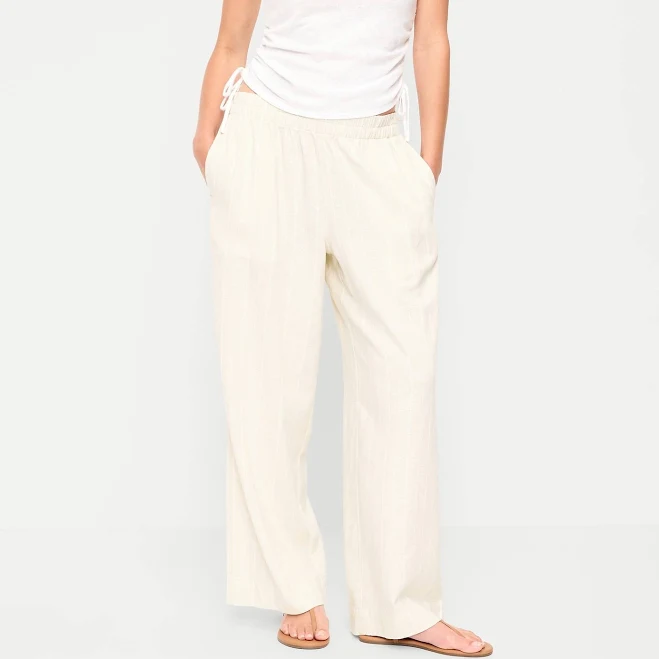 pants Old Navy Women's High-Waisted Linen-Blend Super Wide-Leg Pants Old Navy $19.99
