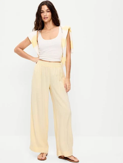 pants Old Navy Women's High-Waisted Linen-Blend Super Wide-Leg Pants Old Navy $32