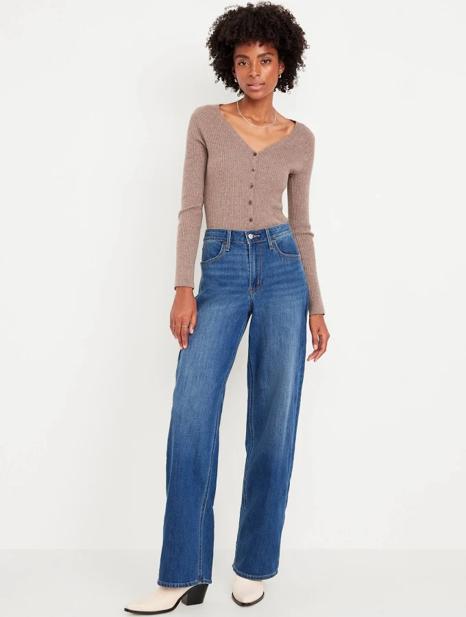 wide leg pants Old Navy Women's High-Waisted Wide-Leg Jeans Old Navy $24