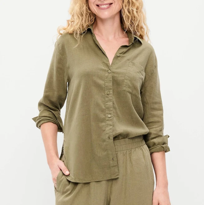 top Old Navy Women's Linen-Blend Loose Button-Down Shirt Old Navy $22.49