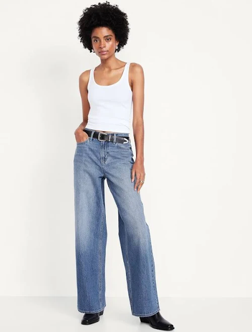 jeans Old Navy Women's Mid-Rise Baggy Wide-Leg Jeans Old Navy $28