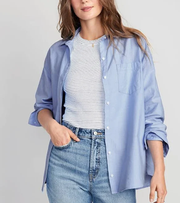outerwear Old Navy Women's Oversized Button-Down Boyfriend Shirt Old Navy $23.99