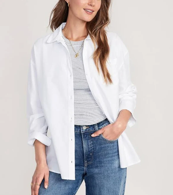 button down shirt Old Navy Women's Oversized Button-Down Boyfriend Shirt Old Navy $27.99