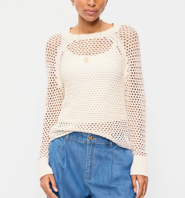 top Old Navy Women's Seaside Cotton Open-Knit Sweater Old Navy $31.49
