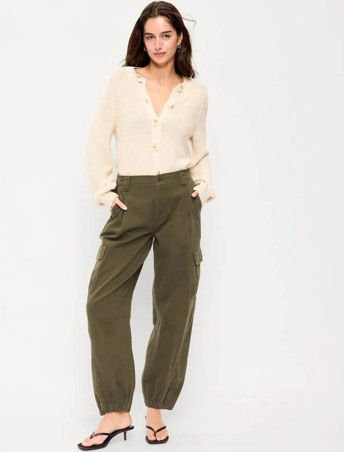 pants Old Navy Women's Twill Barrel Cargo Pants Old Navy $30