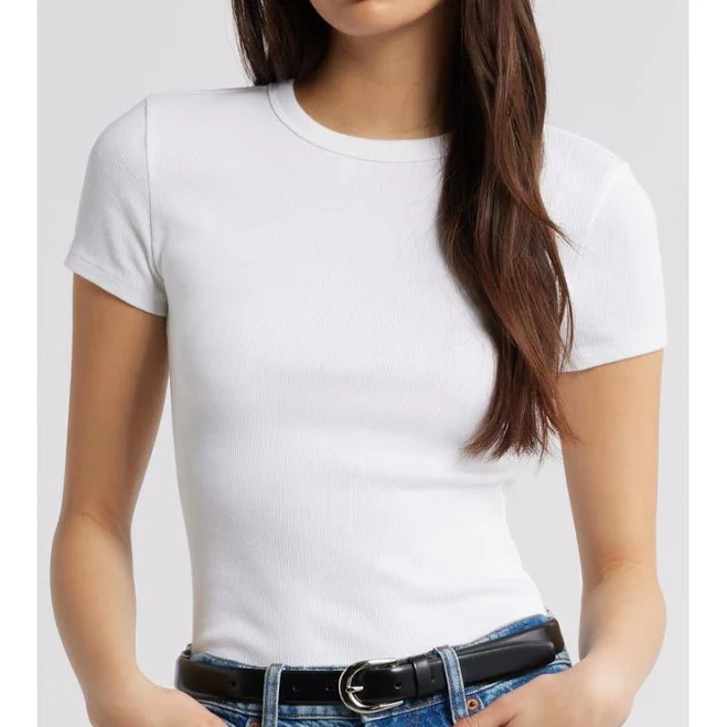 top Open Edit Rib Short Sleeve Shirt Nordstrom $25