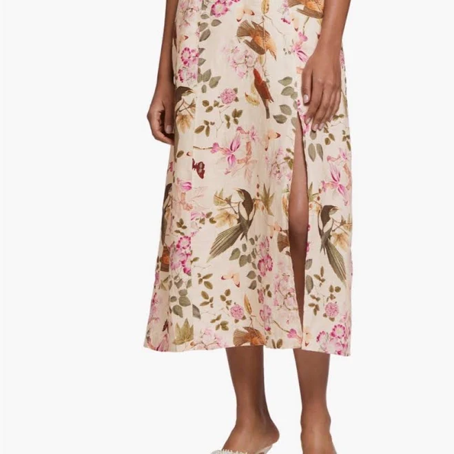 matching set & Other Stories Skirts | & Other Stories Cream Floral Midi Skirt With Pink Accents | Color: Cream/Pink | Size: 4 | Fatimak31's Closet Poshmark $55