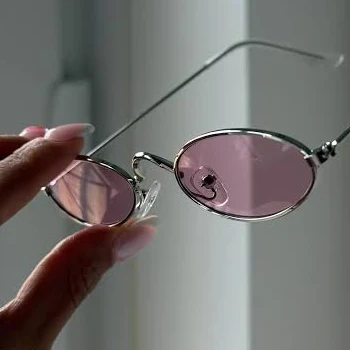 accessory Oval Silver Wire Frame Sunglasses with Pink Tint Lenses Etsy - Seller $17.01