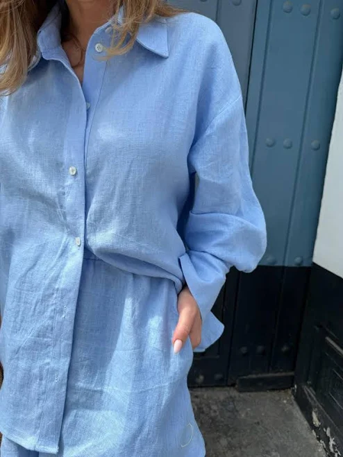 matching set Oversized Linen Shirt & Wide Leg Shorts Etsy - Seller $109.79