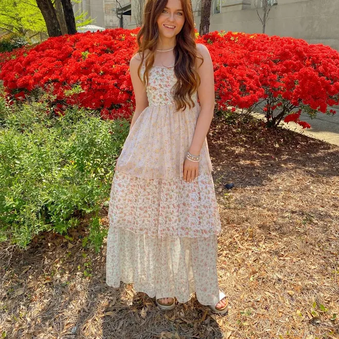 dress Pastel Floral Tiered Maxi Sundress Sissy Boutique $62
