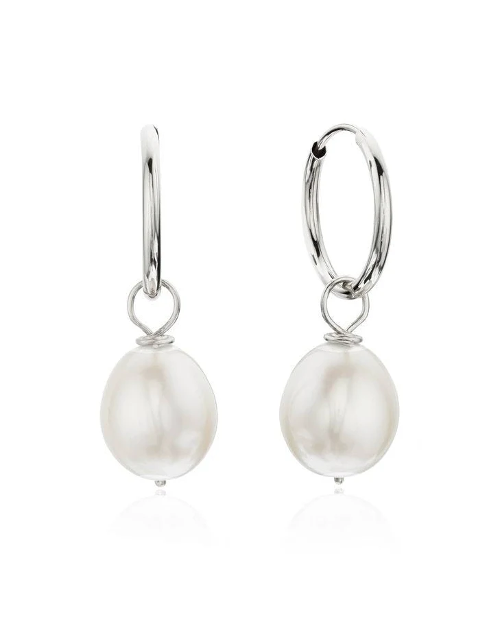 accessory Pearl Drop Hoop Earrings LILY & ROO $124