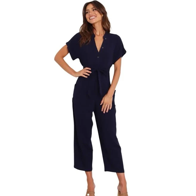 romper Petal & Pup Women's Archie Tie Waist Linen Jumpsuit Poshmark $28