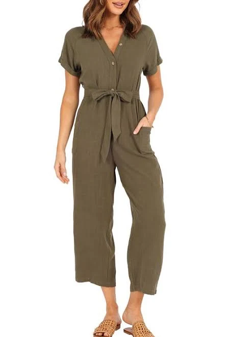 jumpsuit Petal & Pup Women's Archie Tie Waist Linen Jumpsuit Nordstrom $79