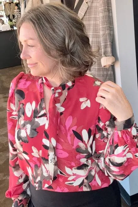 top Pine Apparel Floral Print Puff Sleeve Blouse Modish Maven Boutique $38.98