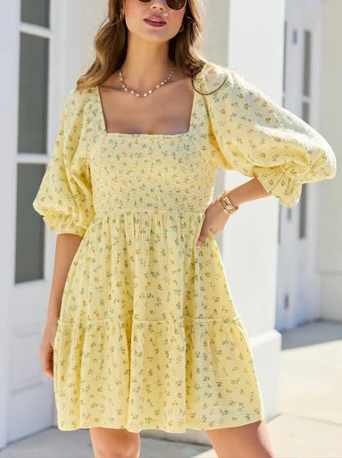 dress Pink Lily Quincy Floral Smocked Top Dress Pink Lily $62