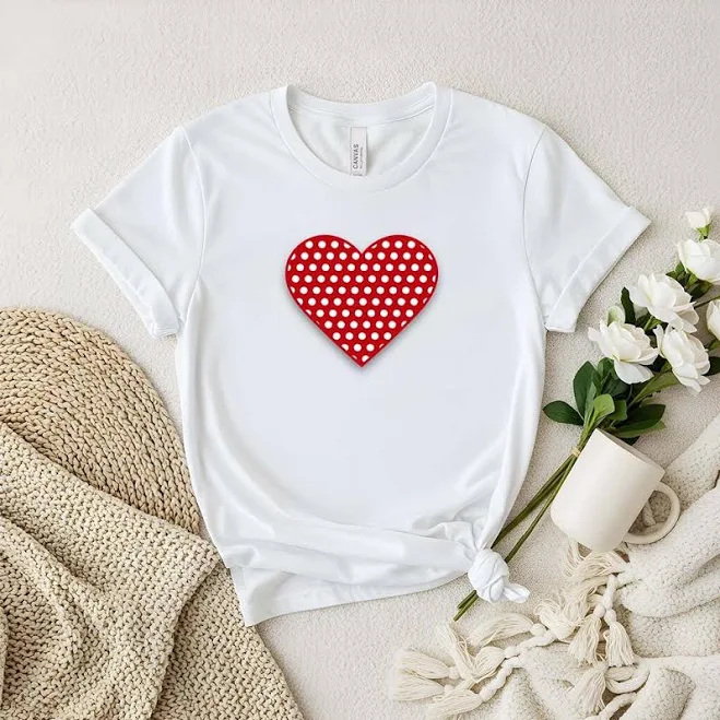 top Polka Dot Heart Graphic Tee Etsy - Seller $20.94