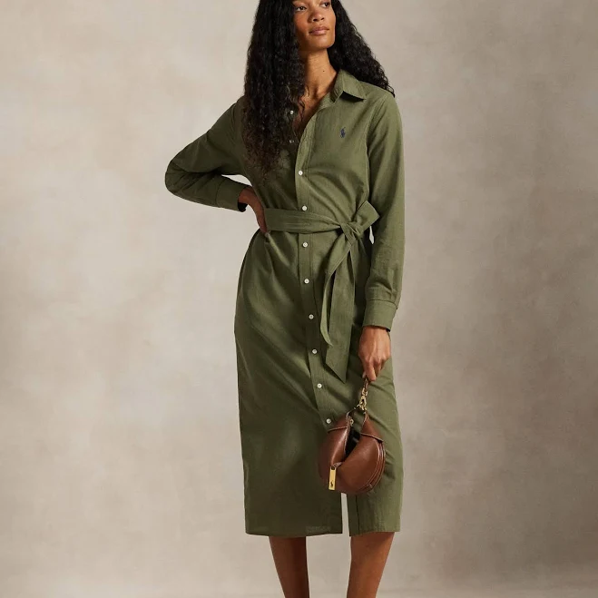 dress Polo Ralph Lauren Women's Long-Sleeve Belted Cotton-Linen Shirtdress Macy's $201