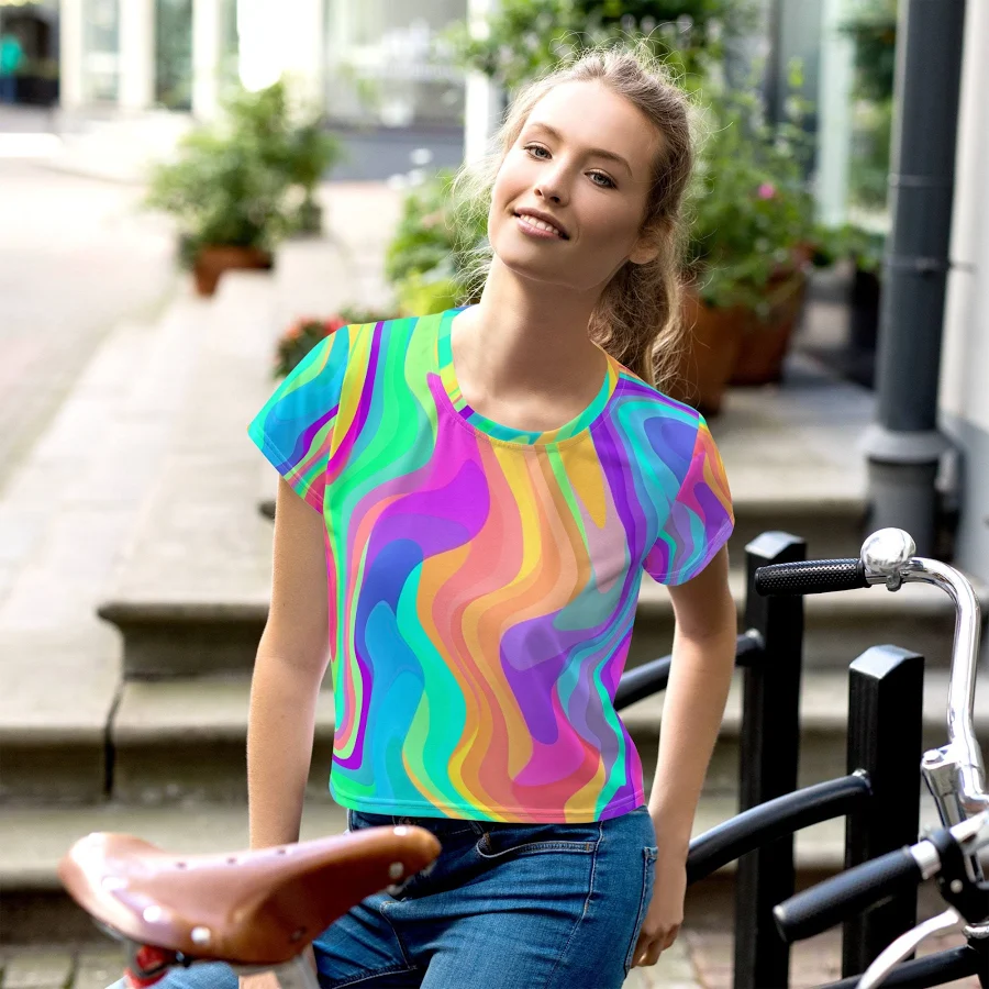 crop top Prismatic Flow Paint Swirls Crop Tee Etsy - the1249 $27.5