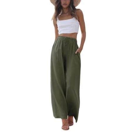 pants Puwei Women's High Waist Cotton Linen Wide Leg Pants Walmart - PUWEI $33.14