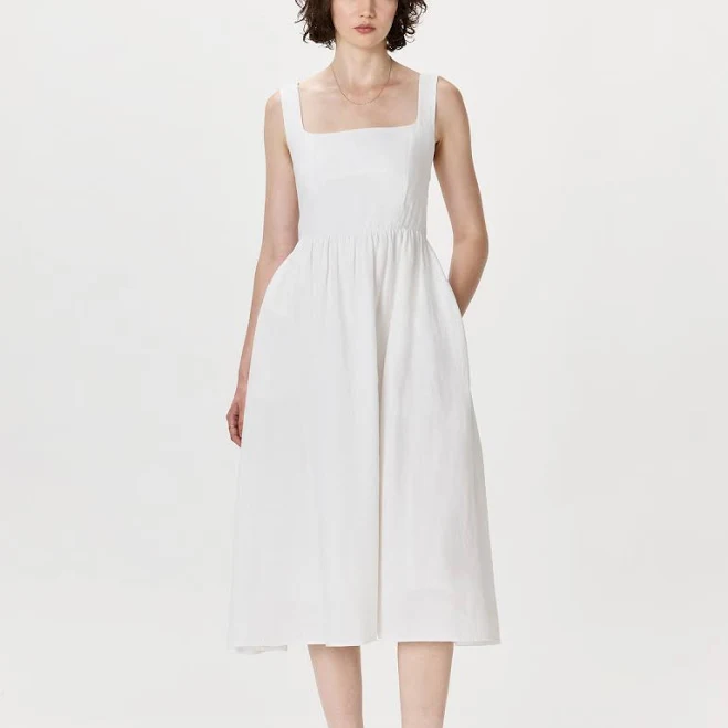 dress Quince Women's European Linen Fit & Flare Midi Dress Quince $84