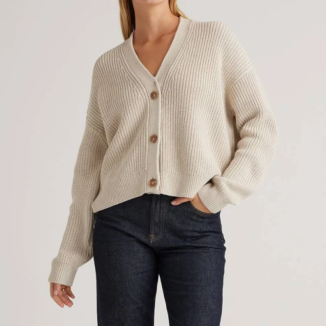 cardigan Quince Women's Organic Cotton Fisherman Cropped Cardigan Quince $49.9