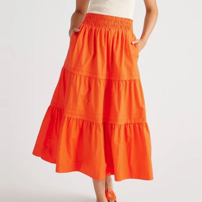 skirt Quince Women's Organic Cotton Poplin Tiered Maxi Skirt Quince $59.9