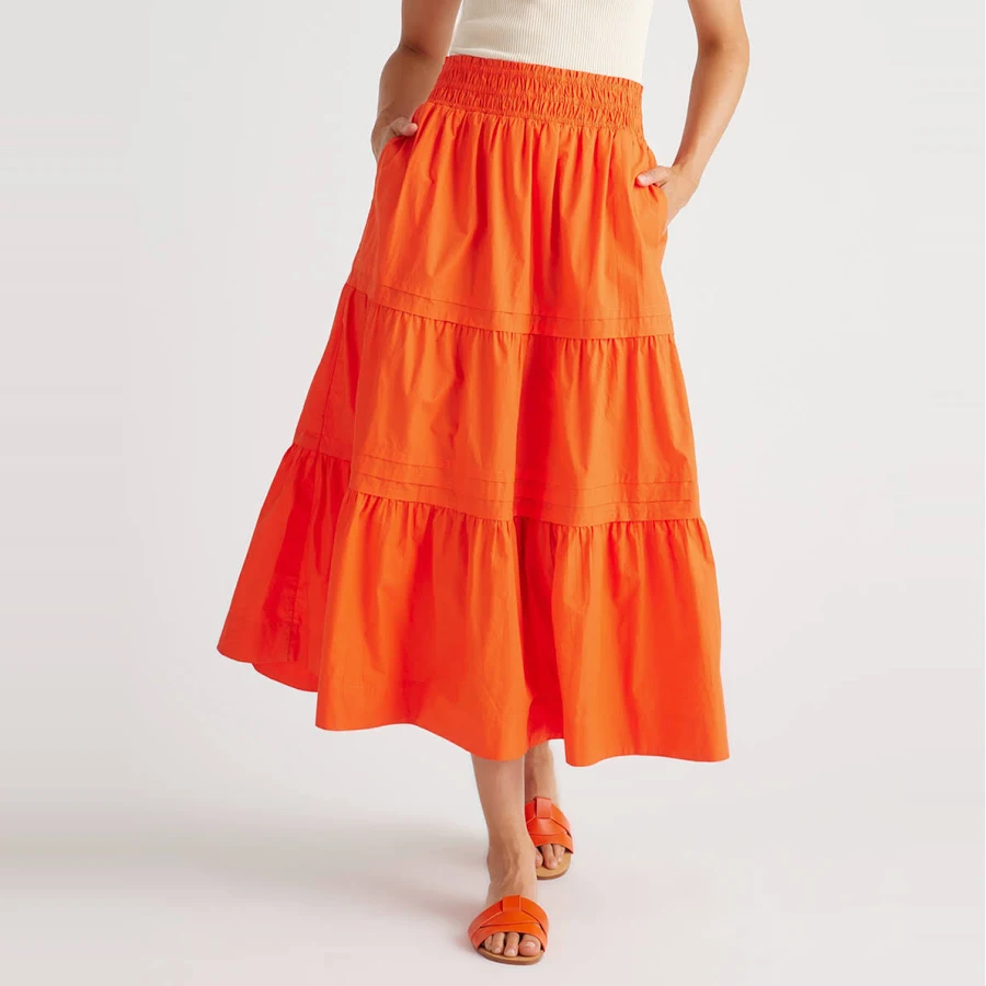 skirt Quince Women's Organic Cotton Poplin Tiered Maxi Skirt Quince $59.9