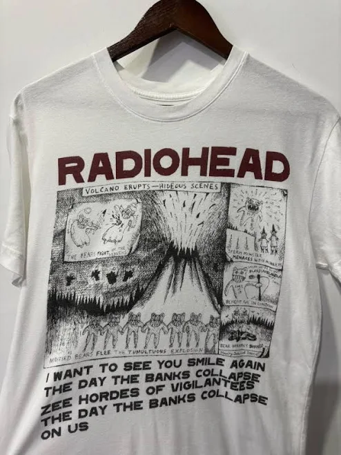 top Radiohead T Shirt Rock Band 90s Retro Style White Tee Men Women eBay - saeedmah-50 $28.99