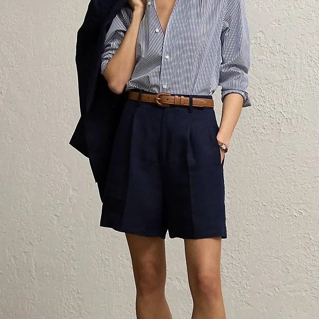shorts Ralph Lauren Women's Tracy Pleated Linen Shorts Ralph Lauren $790