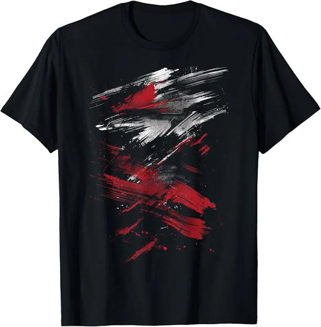 top Red And Black Dynamic Splatter Graphic T-shirt eBay - fatimhadr_27 $24.99