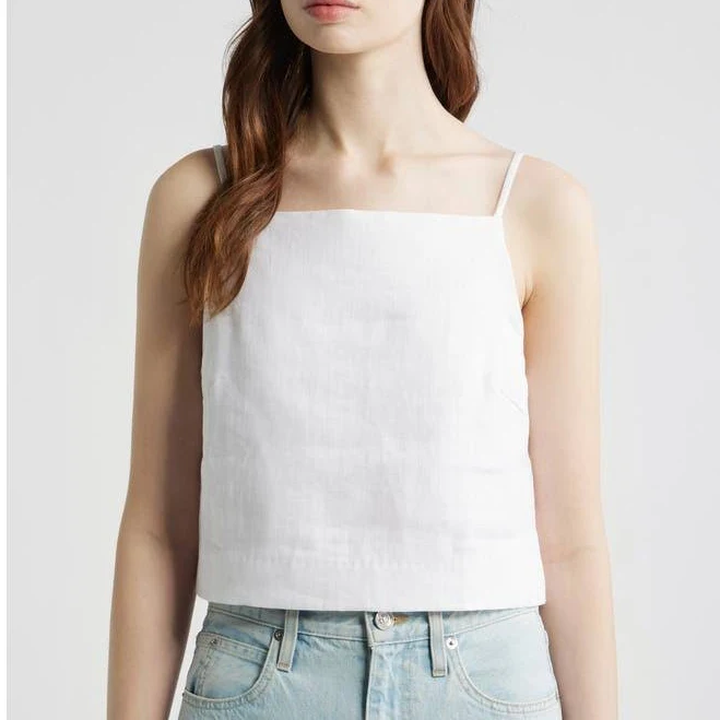 top Reformation Women's Kerri Linen Crop Tank Nordstrom $78