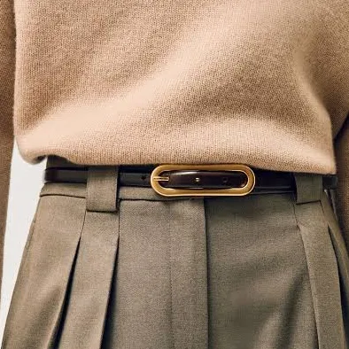 accessory Reiss Womens Chaya Thin Leather Elongated Buckle Belt Reiss $85