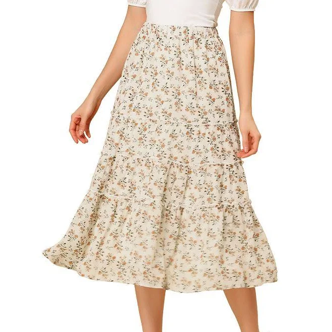 bottom Ruffle Boho Floral Chiffon Tiered Midi Skirt Kohl's $39.99