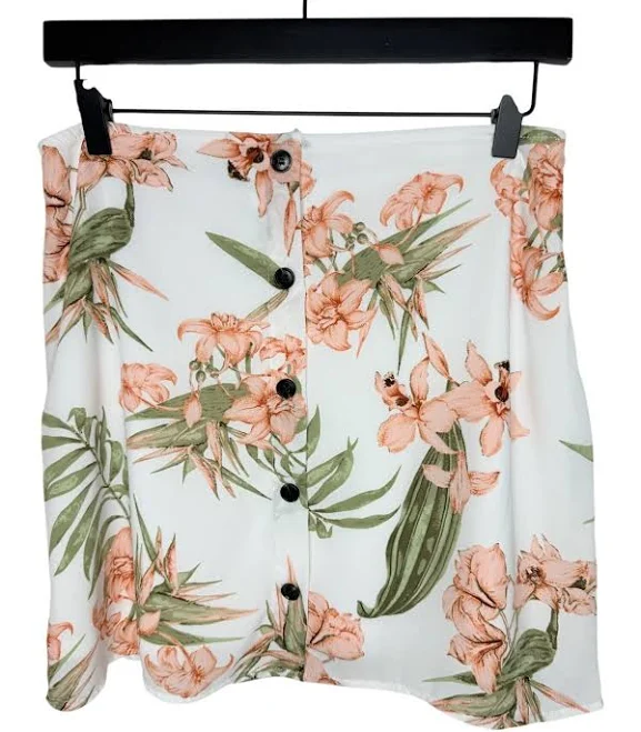 skirt Sadie Sage Womens Floral Mini Skirt Button Front White Peach Medium eBay - tktgoods $26.95