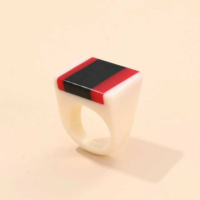 accessory Safina Colorful Stripe Acrylic Resin Rings watereverysunday $14.99