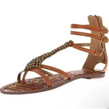 shoes Sam Edelman Ginger Beaded Gladiator Sandals Tan Leather Size 5 NWT eBay $30
