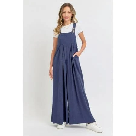jumpsuit Saronite Women's Sleeveless Wide Leg Overall Jumpsuit with Pockets Walmart - SARONITE $64.88