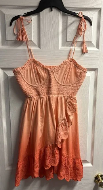 dress Shore Capri Peach Ombré Ruffle Mini Dress W/ Adjustable Straps Size eBay $75