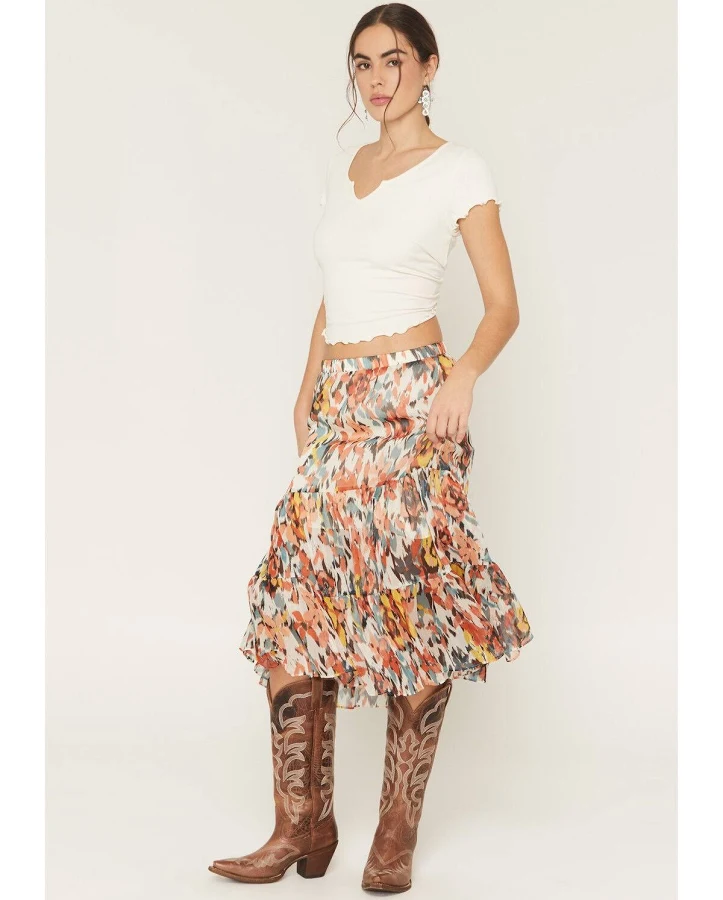 skirt Shyanne Women's Anderson Floral Print Tiered Midi Skirt Boot Barn $59.95